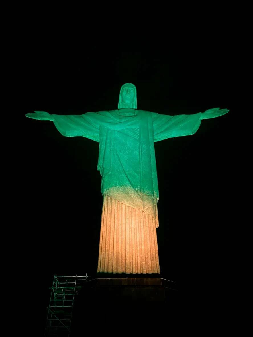Cristo Redentor ficará iluminado nas cores do Brasil em homenagem ao Pelé — Foto: Divulgação